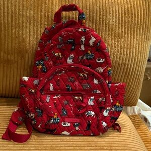 Vera Bradley outlet essential compact backpack in holiday cats